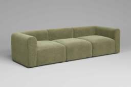 Aura - 3 Piece - Rearrangeable Modular Sofa, Cotton Blend / Jade - thumbnail 2
