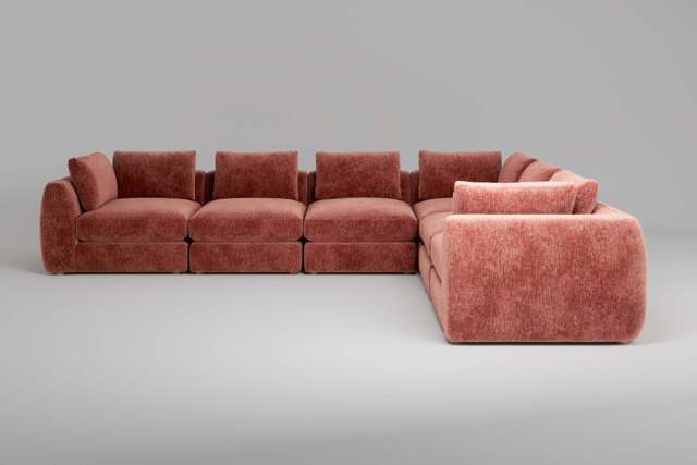 Zen - 6 Piece Corner - Rearrangeable Modular Sofa, Soft Woven Chenille / Spice / Standard Back Cushions - image 1