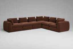 Zen - 6 Piece Corner - Rearrangeable Modular Sofa, Soft Woven Chenille / Spice / Standard Back Cushions - thumbnail 7