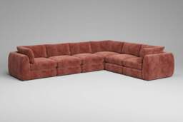 Zen - 6 Piece Corner - Rearrangeable Modular Sofa, Soft Woven Chenille / Spice / Standard Back Cushions - thumbnail 5