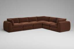 Zen - 6 Piece Corner - Rearrangeable Modular Sofa, Soft Woven Chenille / Spice / Standard Back Cushions - thumbnail 8