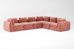 Zen - 6 Piece Corner - Rearrangeable Modular Sofa, Soft Woven Chenille / Spice / Standard Back Cushions - thumbnail 2
