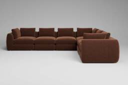 Zen - 6 Piece Corner - Rearrangeable Modular Sofa, Soft Woven Chenille / Spice / Standard Back Cushions - thumbnail 6