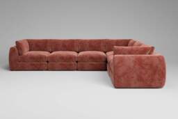 Zen - 6 Piece Corner - Rearrangeable Modular Sofa, Soft Woven Chenille / Spice / Standard Back Cushions - thumbnail 4