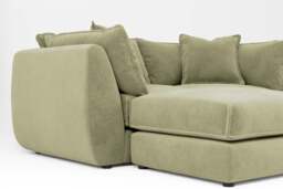 Utopia - 2 Piece with Footstool - Rearrangeable Modular Sofa, Cotton Blend / Jade / Tailored Trim - thumbnail 4