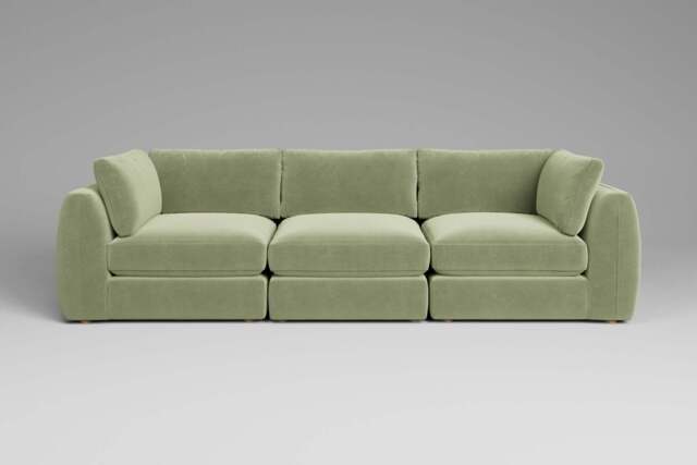 Zen - 3 Piece - Rearrangeable Modular Sofa, Brushed Wool Feel / Sage / Full-Width Back Cushions - image 1