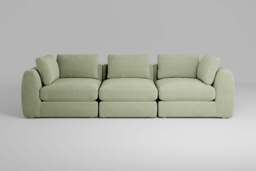 Zen - 3 Piece - Rearrangeable Modular Sofa, Brushed Wool Feel / Sage / Full-Width Back Cushions - thumbnail 2