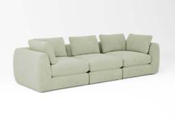Zen - 3 Piece - Rearrangeable Modular Sofa, Brushed Wool Feel / Sage / Full-Width Back Cushions - thumbnail 3