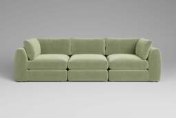 Zen - 3 Piece - Rearrangeable Modular Sofa, Brushed Wool Feel / Sage / Full-Width Back Cushions