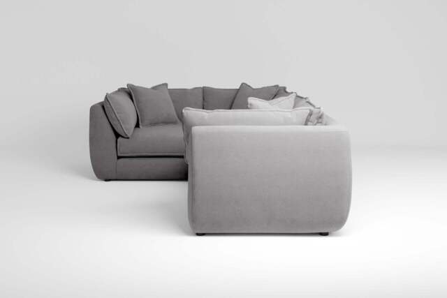 Utopia - 4 Piece - Rearrangeable Modular Sofa, Brushed Wool Feel / Pewter / Casual Trim - image 1