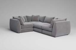 Utopia - 4 Piece - Rearrangeable Modular Sofa, Brushed Wool Feel / Pewter / Casual Trim - thumbnail 4
