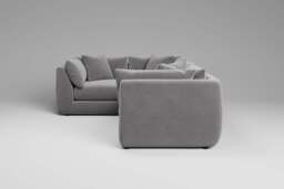 Utopia - 4 Piece - Rearrangeable Modular Sofa, Brushed Wool Feel / Pewter / Casual Trim - thumbnail 5