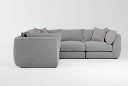 Utopia - 4 Piece - Rearrangeable Modular Sofa, Brushed Wool Feel / Pewter / Casual Trim - thumbnail 2
