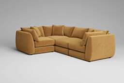 Utopia - 4 Piece - Rearrangeable Modular Sofa, Luxe Woven Velvet / Old Gold / Tailored Trim