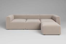 Aura - 3 Piece with Footstool - Rearrangeable Modular Sofa, Basket Weave / Sand
