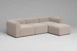 Aura - 3 Piece with Footstool - Rearrangeable Modular Sofa, Basket Weave / Sand - thumbnail 3