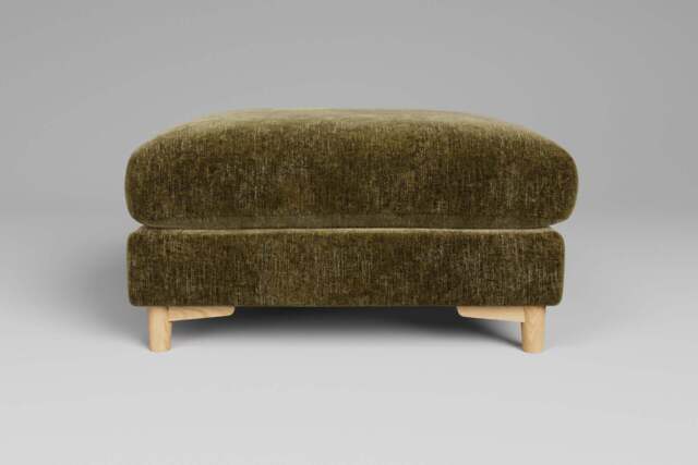 Fusion - Footstool (Large), Soft Woven Chenille / Olive - image 1