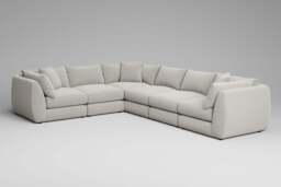 Utopia - 6 Piece - Rearrangeable Modular Sofa, Boucle / Ivory / Casual Trim - thumbnail 4