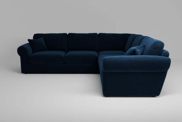Mellow - Large Corner Sofa, Soft Touch Velvet / Royal Blue