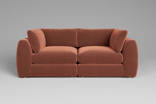 Zen - 2 Piece - Rearrangeable Modular Sofa, Soft Touch Velvet / Cinnamon / Full-Width Back Cushions - image 1
