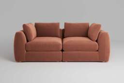 Zen - 2 Piece - Rearrangeable Modular Sofa, Soft Touch Velvet / Cinnamon / Full-Width Back Cushions - thumbnail 2