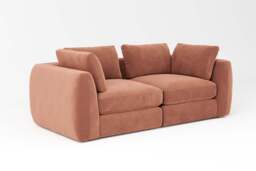 Zen - 2 Piece - Rearrangeable Modular Sofa, Soft Touch Velvet / Cinnamon / Full-Width Back Cushions - thumbnail 3