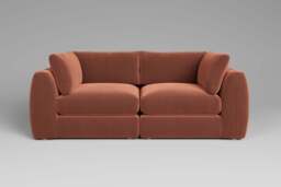 Zen - 2 Piece - Rearrangeable Modular Sofa, Soft Touch Velvet / Cinnamon / Full-Width Back Cushions