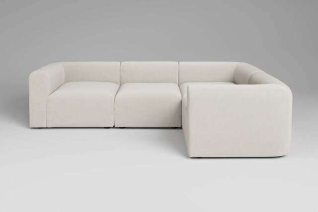 Aura - 4 Piece - Rearrangeable Modular Sofa, Luxe Woven Velvet / Snow - image 1