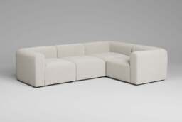 Aura - 4 Piece - Rearrangeable Modular Sofa, Luxe Woven Velvet / Snow - thumbnail 3