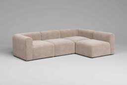 Aura - 4 Piece Open End - Rearrangeable Modular Sofa, Cotton Blend / Bisque - thumbnail 3