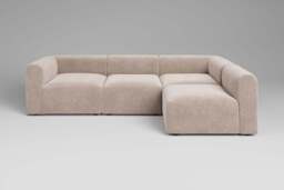 Aura - 4 Piece Open End - Rearrangeable Modular Sofa, Cotton Blend / Bisque