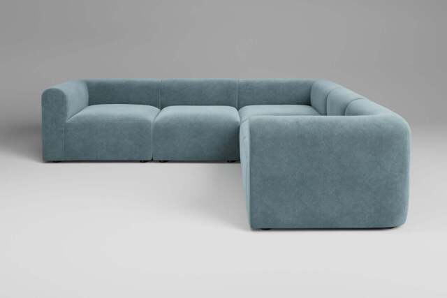 Aura - 5 Piece Corner - Rearrangeable Modular Sofa, Cotton Blend / Topaz - image 1