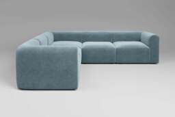 Aura - 5 Piece Corner - Rearrangeable Modular Sofa, Cotton Blend / Topaz - thumbnail 2