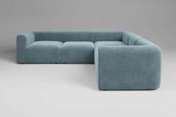 Aura - 5 Piece Corner - Rearrangeable Modular Sofa, Cotton Blend / Topaz - thumbnail 1
