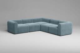 Aura - 5 Piece Corner - Rearrangeable Modular Sofa, Cotton Blend / Topaz - thumbnail 3