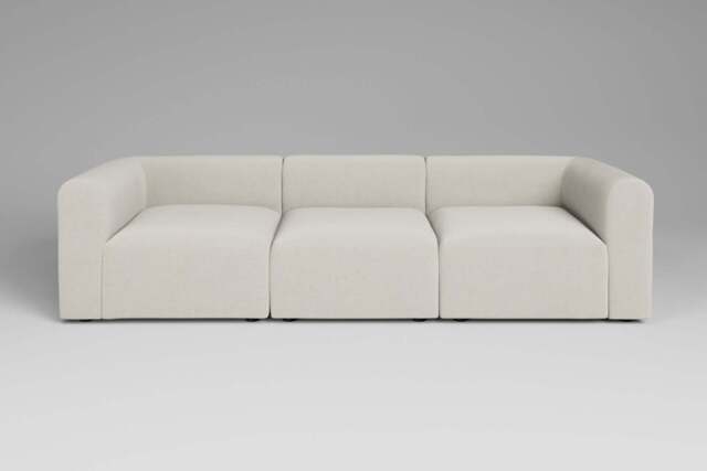 Aura - 3 Piece - Rearrangeable Modular Sofa, Luxe Woven Velvet / Snow - image 1