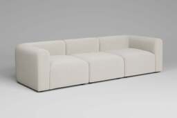 Aura - 3 Piece - Rearrangeable Modular Sofa, Luxe Woven Velvet / Snow - thumbnail 2