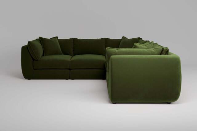 Utopia - 5 Piece - Rearrangeable Modular Sofa, Soft Touch Velvet / Avocado / Casual Trim - image 1