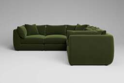 Utopia - 5 Piece - Rearrangeable Modular Sofa, Soft Touch Velvet / Avocado / Casual Trim - thumbnail 5
