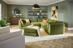 Utopia - 5 Piece - Rearrangeable Modular Sofa, Soft Touch Velvet / Avocado / Casual Trim - thumbnail 2