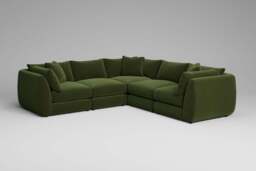 Utopia - 5 Piece - Rearrangeable Modular Sofa, Soft Touch Velvet / Avocado / Casual Trim - thumbnail 4