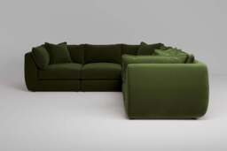 Utopia - 5 Piece - Rearrangeable Modular Sofa, Soft Touch Velvet / Avocado / Casual Trim - thumbnail 1