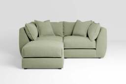 Utopia - 2 Piece with Footstool - Rearrangeable Modular Sofa, Brushed Wool Feel / Sage / Casual Trim - thumbnail 1