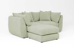 Utopia - 2 Piece with Footstool - Rearrangeable Modular Sofa, Brushed Wool Feel / Sage / Casual Trim - thumbnail 2