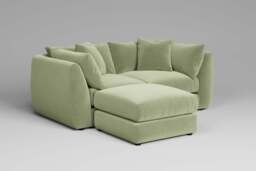 Utopia - 2 Piece with Footstool - Rearrangeable Modular Sofa, Brushed Wool Feel / Sage / Casual Trim - thumbnail 4