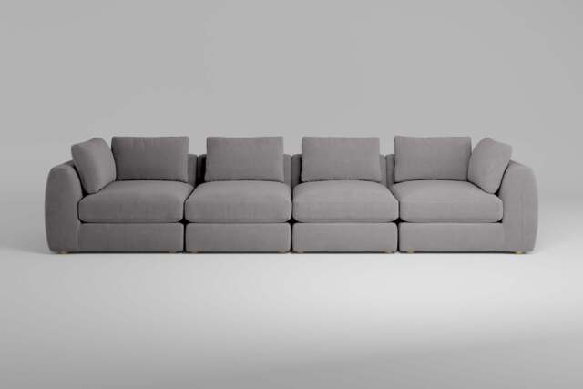 Zen - 4 Piece - Rearrangeable Modular Sofa, Brushed Wool Feel / Pewter / Standard Back Cushions - image 1