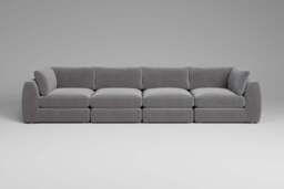 Zen - 4 Piece - Rearrangeable Modular Sofa, Brushed Wool Feel / Pewter / Standard Back Cushions - thumbnail 4