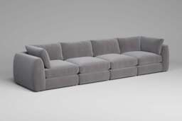 Zen - 4 Piece - Rearrangeable Modular Sofa, Brushed Wool Feel / Pewter / Standard Back Cushions - thumbnail 5