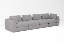 Zen - 4 Piece - Rearrangeable Modular Sofa, Brushed Wool Feel / Pewter / Standard Back Cushions - thumbnail 2