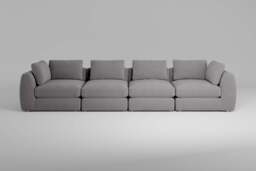 Zen - 4 Piece - Rearrangeable Modular Sofa, Brushed Wool Feel / Pewter / Standard Back Cushions - thumbnail 1